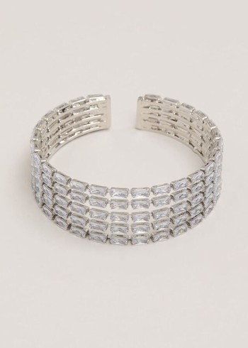 Phase Eight Silver Sparkle Cuff Jewellery Silver USA | 8723649-PS